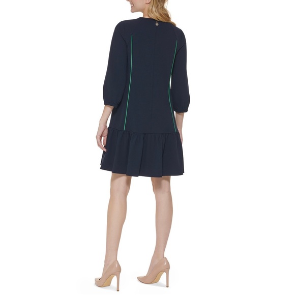 EUC Tommy Hilfiger Sheath Dress Size 10 Navy with Green Trim - Picture 5 of 9